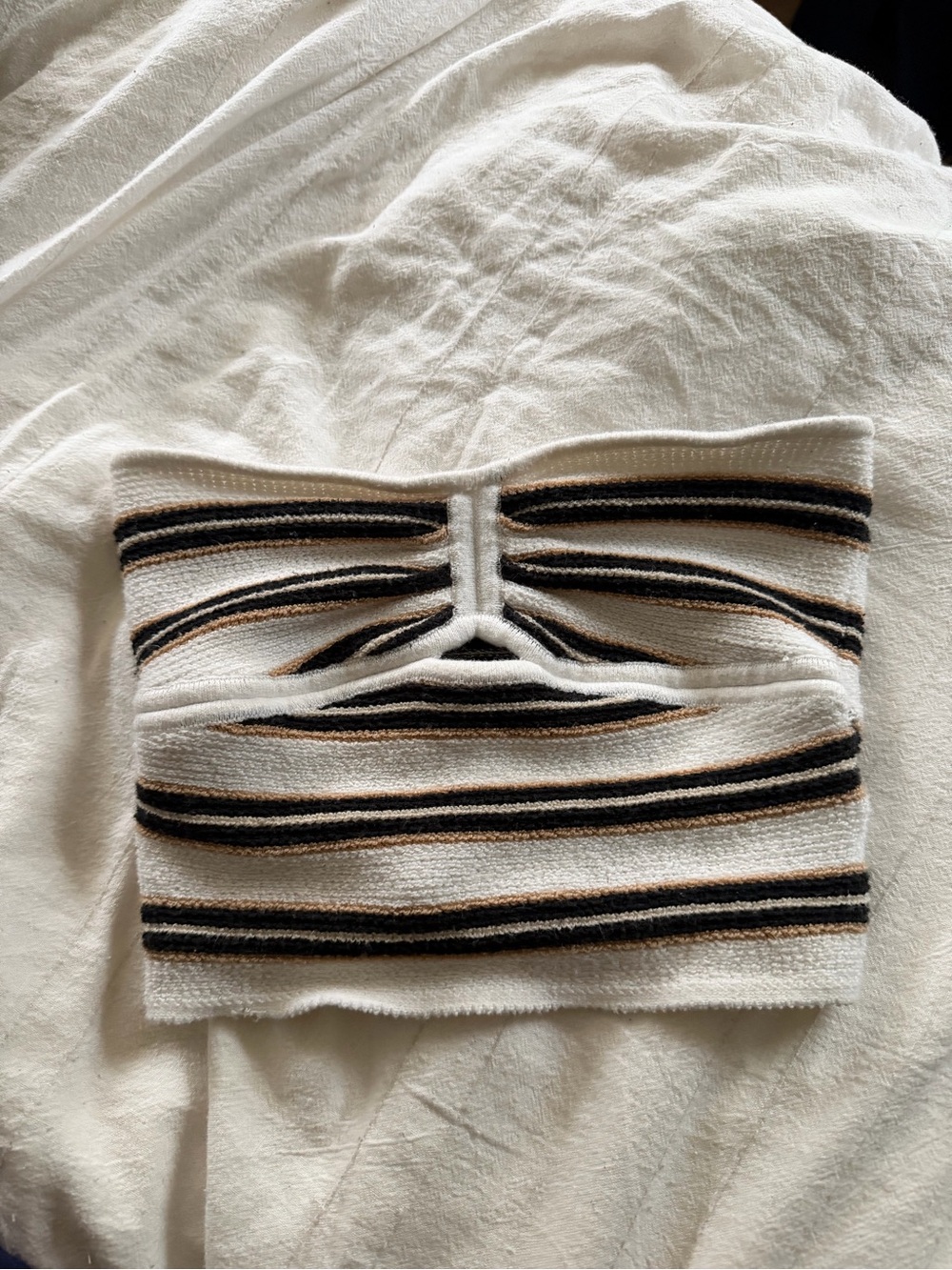 American Eagle Outfitters White Striped Cutout Tube Top